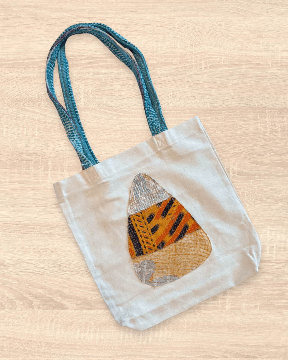 Vintage Kantha Tote | Candy Corn - Asha Project Kantha-Saree-Handmade