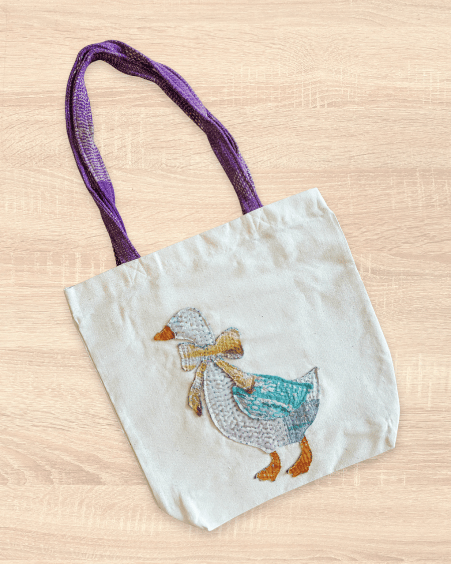 Vintage Kantha Tote | Goose - Asha Project Kantha - Saree - Handmade