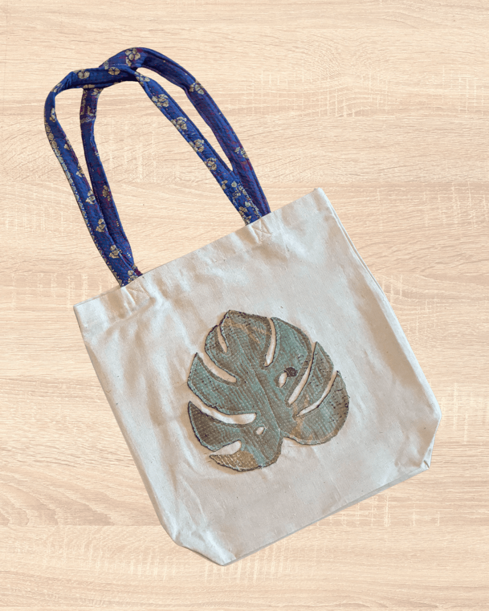 Vintage Kantha Tote | Monstera - Asha Project Kantha-Saree-Handmade