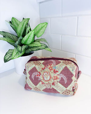 Vintage Kantha Zipper Box Pouch - Asha Project Kantha - Saree - Handmade