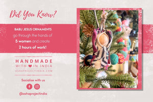 WS Baby Jesus Ornament - Asha Project Kantha - Saree - Handmade