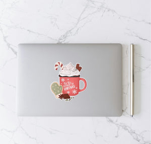 WS Christmas Mug | Clear Vinyl Sticker | 3.3 x 3.6 in - Asha Project Kantha - Saree - Handmade