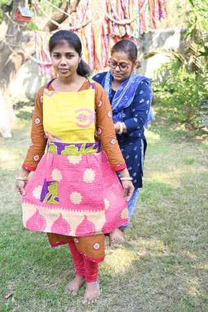 WS Kantha Apron | Full - Asha Project Kantha - Saree - Handmade