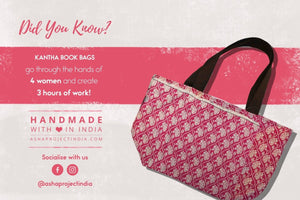 WS Kantha Book Bag - Asha Project Kantha - Saree - Handmade