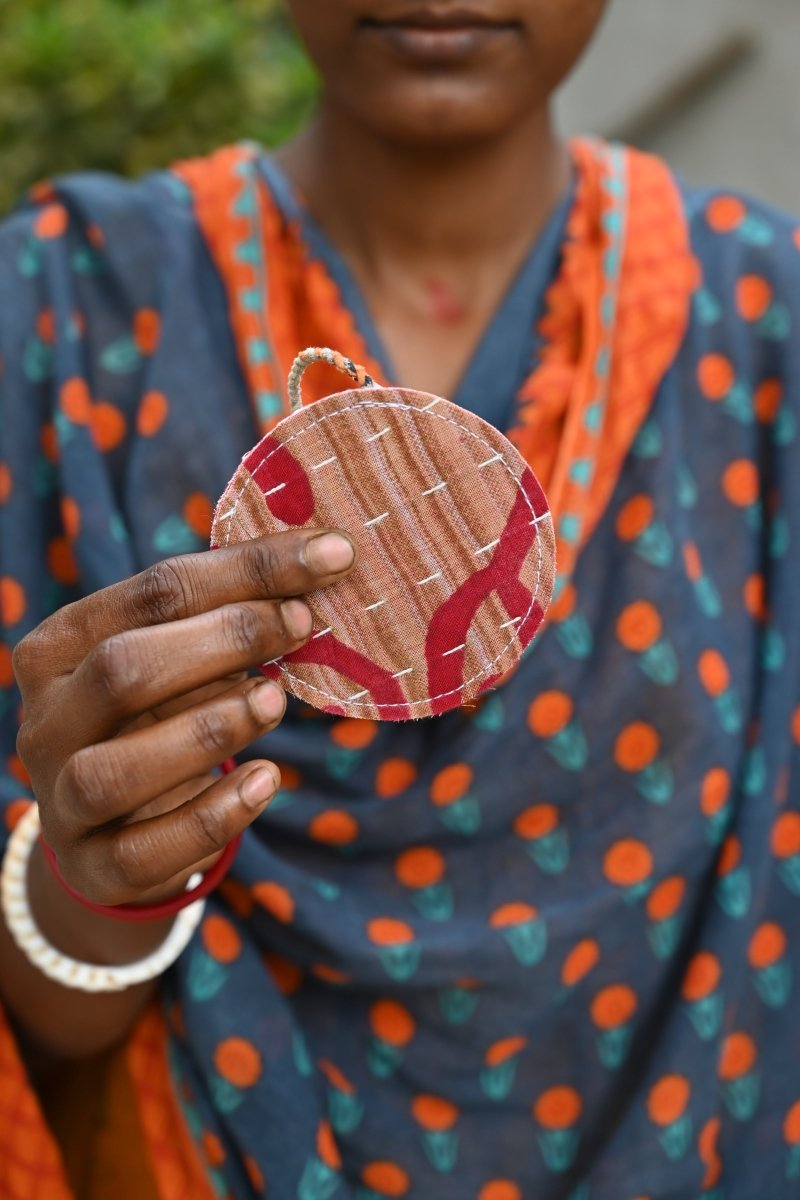 WS Kantha Christmas Ornament | Round - Asha Project Kantha - Saree - Handmade