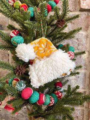 WS Kantha Christmas Ornament | Santa Hat - Asha Project Kantha - Saree - Handmade