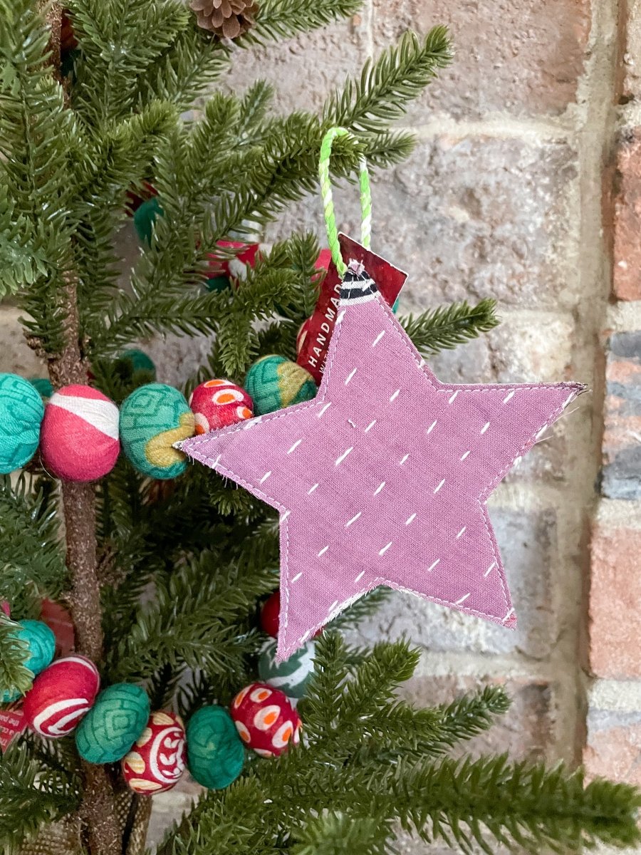 WS Kantha Christmas Ornament | Star - Asha Project Kantha - Saree - Handmade
