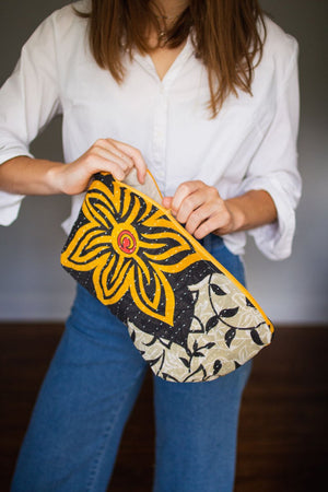 WS Kantha Cosmetic Bag | Extra Large - Asha Project Kantha - Saree - Handmade