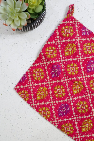WS Kantha Dish Cloth | Valentine's Day - Asha Project Kantha - Saree - Handmade