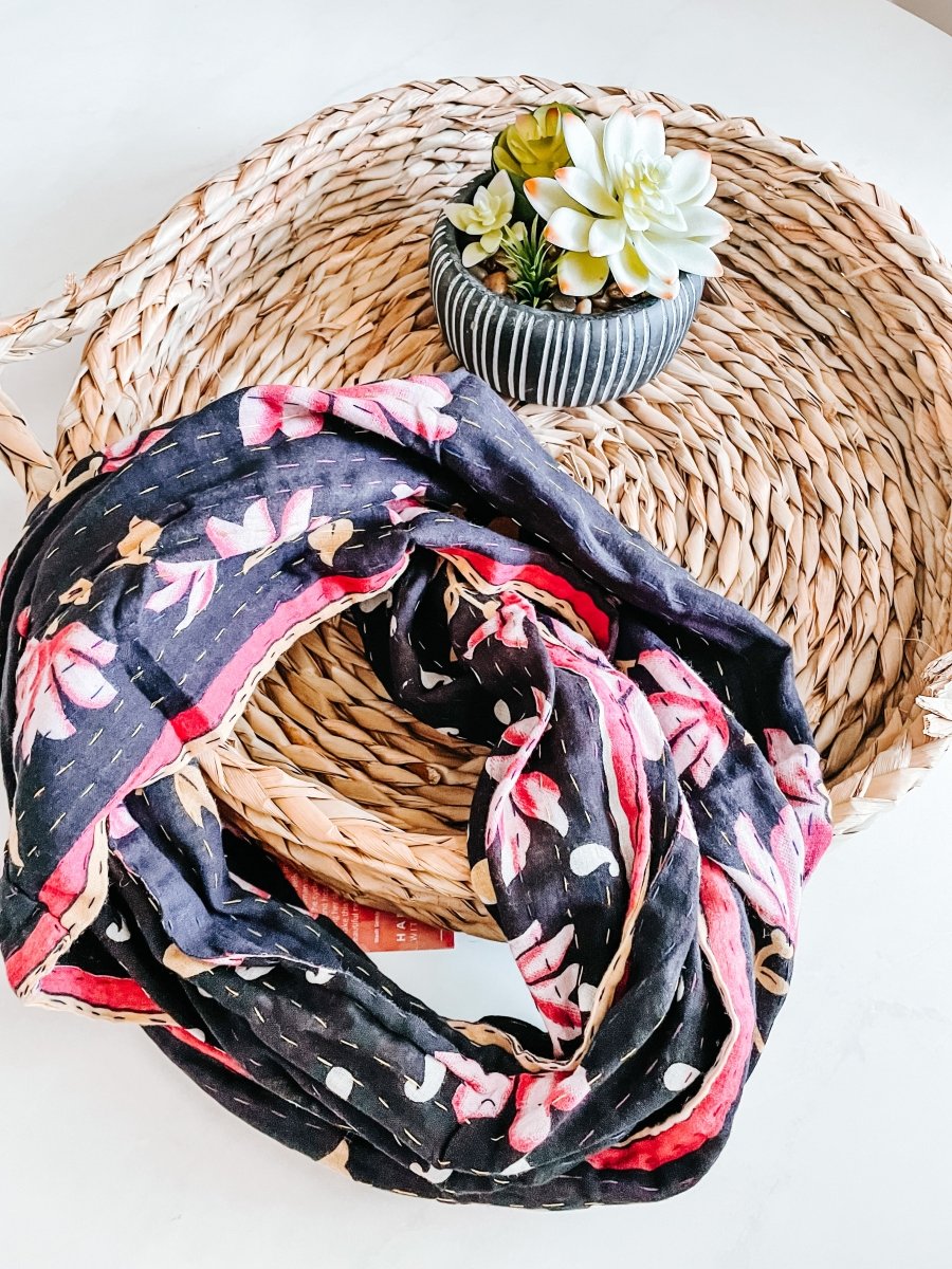 WS Kantha Infinity Scarf - Asha Project Kantha - Saree - Handmade