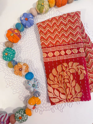 WS Kantha Kitchen Towel | Fall Vibes - Asha Project Kantha - Saree - Handmade