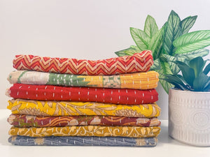 WS Kantha Kitchen Towel | Fall Vibes - Asha Project Kantha - Saree - Handmade