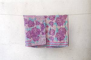 WS Kantha Mini Throw Blanket - Asha Project Kantha - Saree - Handmade