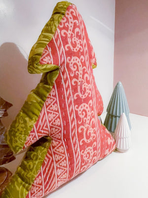 WS Kantha Pillow | Christmas Tree - Asha Project Kantha - Saree - Handmade