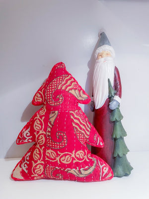 WS Kantha Pillow | Christmas Tree - Asha Project Kantha - Saree - Handmade