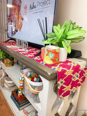 WS Kantha Table Runner | Reversible | 60in - Asha Project Kantha - Saree - Handmade