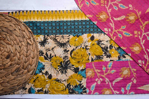 WS Kantha Table Runner | Reversible | 80in - Asha Project Kantha - Saree - Handmade
