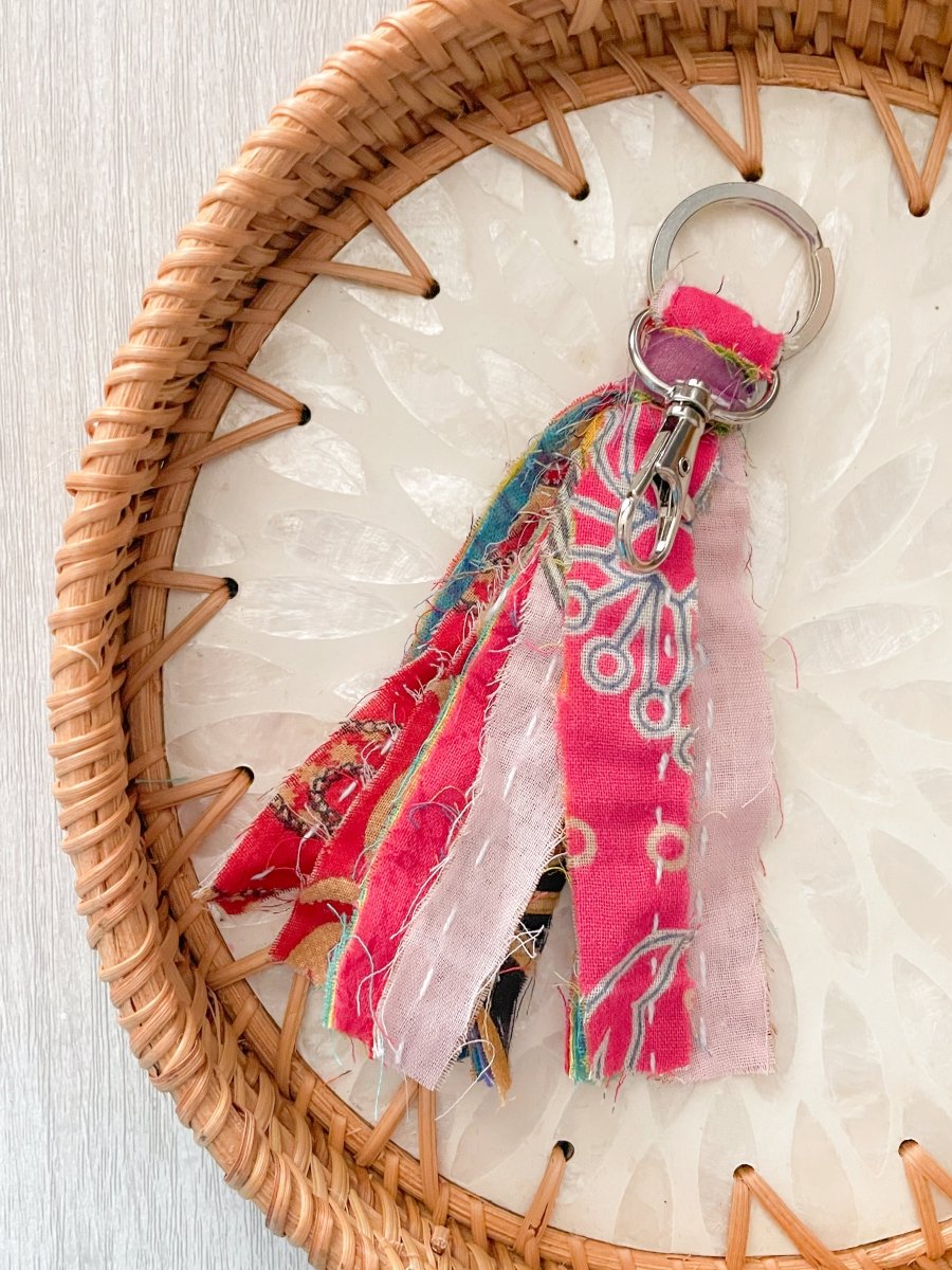 WS Kantha Tassel Keychain - Asha Project Kantha - Saree - Handmade