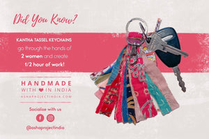 WS Kantha Tassel Keychain - Asha Project Kantha - Saree - Handmade