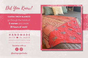 WS Kantha Throw Blanket | Christmas - Asha Project Kantha - Saree - Handmade