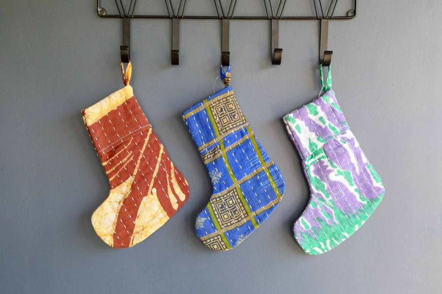 WS Mini Kantha Stocking | Old Style - Asha Project Kantha - Saree - Handmade