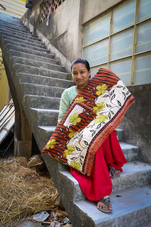WS Mini Kantha Throw Blanket | Christmas - Asha Project Kantha - Saree - Handmade