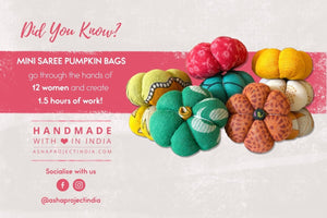WS Mini Saree Pumpkin Bag - Asha Project Kantha - Saree - Handmade