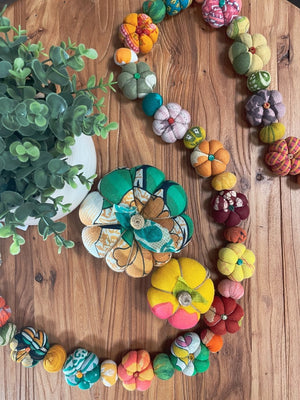 WS Mini Saree Pumpkin Bead Garland - Asha Project Kantha - Saree - Handmade