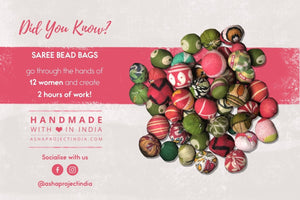 WS Saree Bead Bag | Valentine - Asha Project Kantha - Saree - Handmade