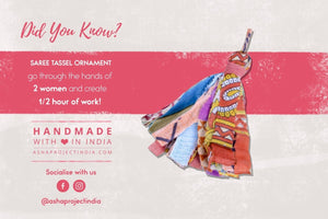 WS Saree Christmas Ornament | Tassel - Asha Project Kantha - Saree - Handmade