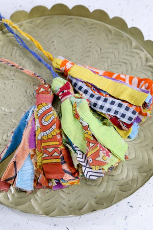 WS Saree Christmas Ornament | Tassel - Asha Project Kantha - Saree - Handmade