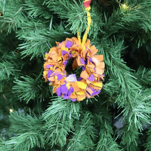 WS Saree Christmas Ornament | Wreath | Large - Asha Project Kantha - Saree - Handmade