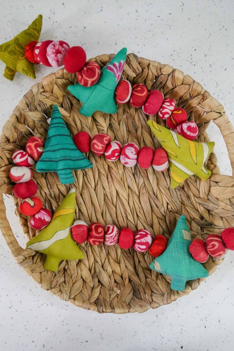 WS Saree Christmas Tree Garland | 5 ft - Asha Project Kantha - Saree - Handmade