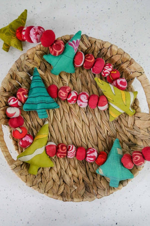 WS Saree Christmas Tree Garland | 5 ft - Asha Project Kantha - Saree - Handmade