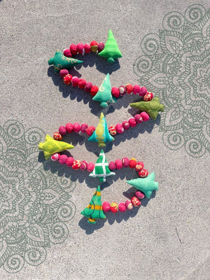 WS Saree Christmas Tree Garland | 5 ft - Asha Project Kantha - Saree - Handmade
