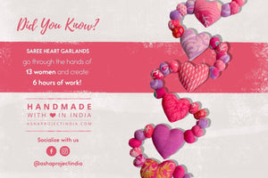 WS Saree Heart Garland | 5 ft - Asha Project Kantha - Saree - Handmade