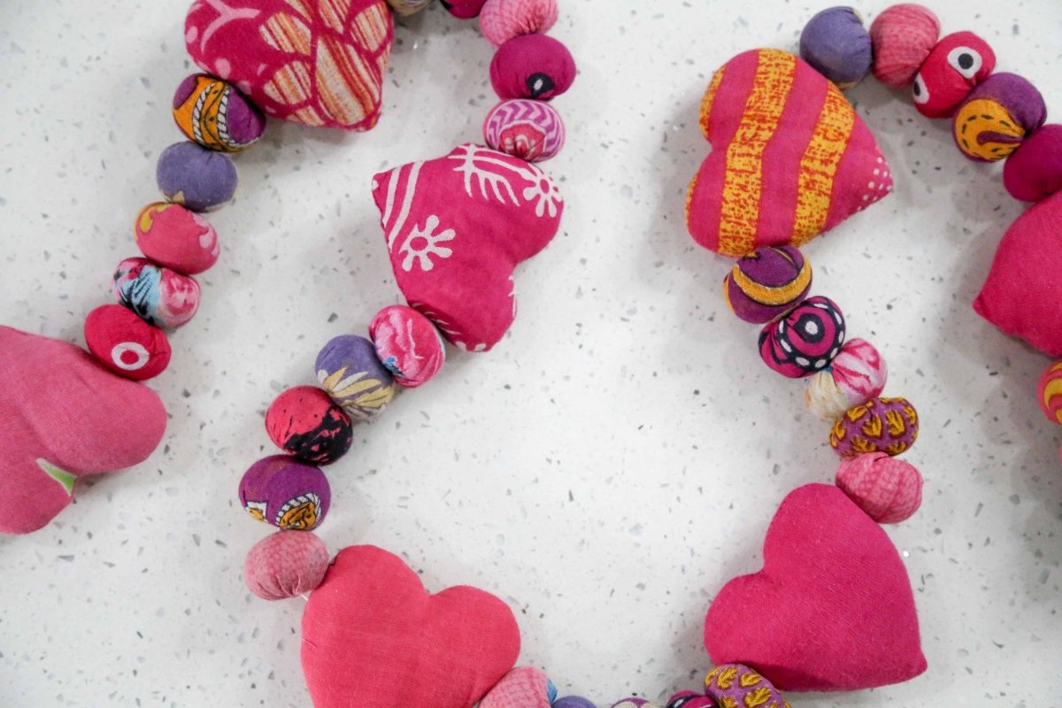 WS Saree Heart Garland | 5 ft - Asha Project Kantha - Saree - Handmade