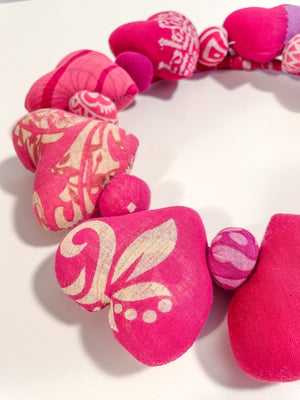 WS Saree Heart Valentine Wreath - Asha Project Kantha - Saree - Handmade