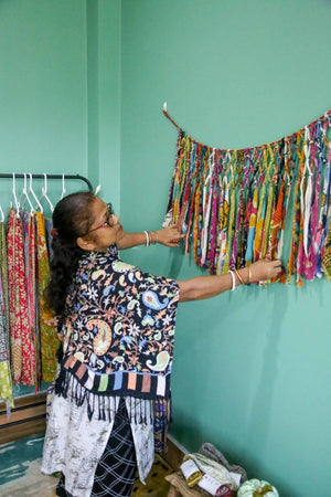 WS Saree Macrame Banner - Asha Project Kantha - Saree - Handmade