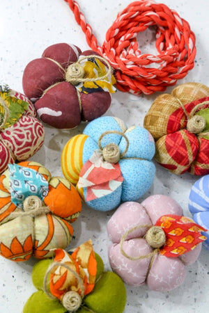 WS Saree Pumpkin Garland - Asha Project Kantha - Saree - Handmade