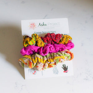 WS Saree Scrunchie Set - Asha Project Kantha - Saree - Handmade