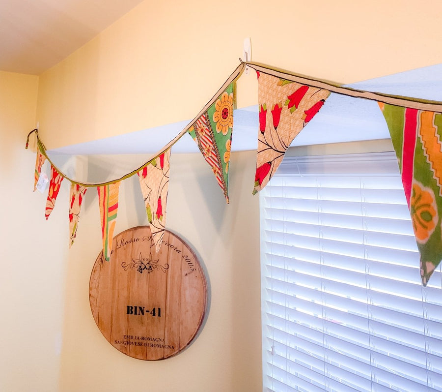WS Saree Triangle Banner | Christmas - Asha Project Kantha - Saree - Handmade