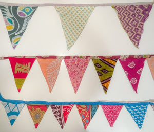 WS Saree Triangle Banner | Christmas - Asha Project Kantha - Saree - Handmade