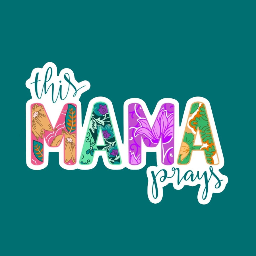 WS This Mama Prays | Vinyl Sticker | 3 in x 2.1 in - Asha Project Kantha - Saree - Handmade
