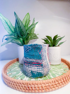 WS Vintage Kantha Basket | 4 in - Asha Project Kantha - Saree - Handmade