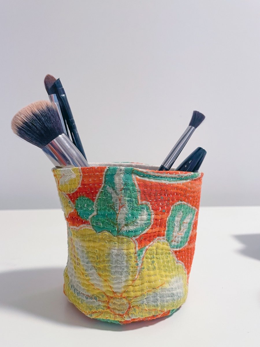 WS Vintage Kantha Basket | 4 in - Asha Project Kantha - Saree - Handmade