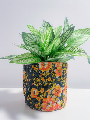WS Vintage Kantha Basket | 5 in - Asha Project Kantha - Saree - Handmade