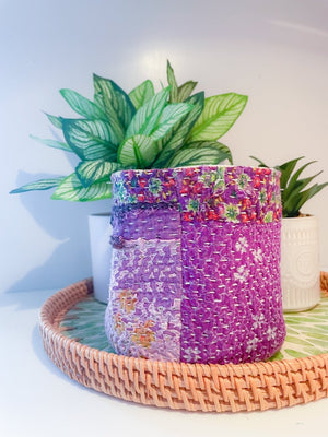 WS Vintage Kantha Basket | 5 in - Asha Project Kantha - Saree - Handmade