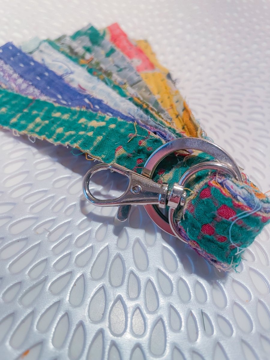 WS Vintage Kantha Tassel Keychain - Asha Project Kantha - Saree - Handmade