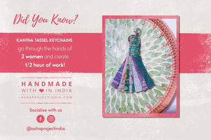 WS Vintage Kantha Tassel Keychain - Asha Project Kantha - Saree - Handmade